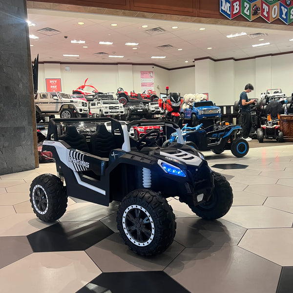 A Free Shipping 
Monster UTV 24V Upgraded Massive 14AH Touch TV Rubber Tires, Leather Seats Ages 1-10 Remote White Free Shipping White