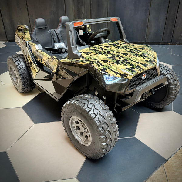 TOUCH TV CLASH 24V ADJUSTABLE SEAT PARENTAL REMOTE RUBBER TIRES 4X4 LETHER SEAT 5 POINT SEAT BELT FAN Code : $100 pickup