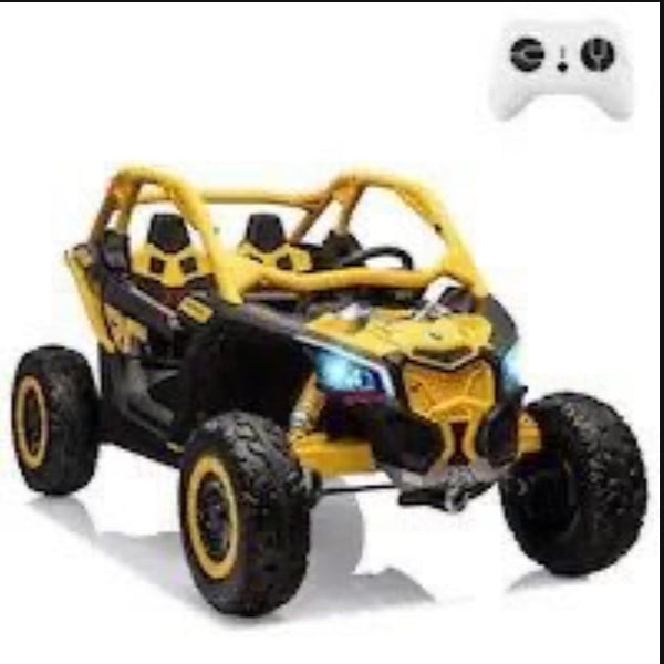 1 Free Shipping 
48V 2 Seater Ride on Touch Screen TV Mp4 UTV Car, Licensed Can-Am Electric Off-Road Car, 4WD Kids Truck w/Remote Control, 2 x 24V Batteries, 4 * 200W Motor, EVA Tires, Spring Suspension, Toys for Kids yellow