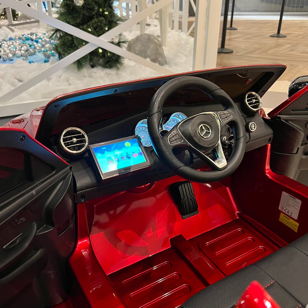 100% free shipping 24V Touch TV 24v Mercedes GLC Two Seater Fully Upgraded Rubber Tires Leather Seats 4x4 Remote White