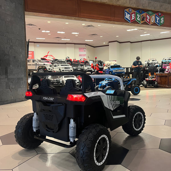 Monster UTV 24V Upgraded Massive 14AH Touch TV Rubber Tires, Leather Seats Ages 1-10 Remote White Free Shipping