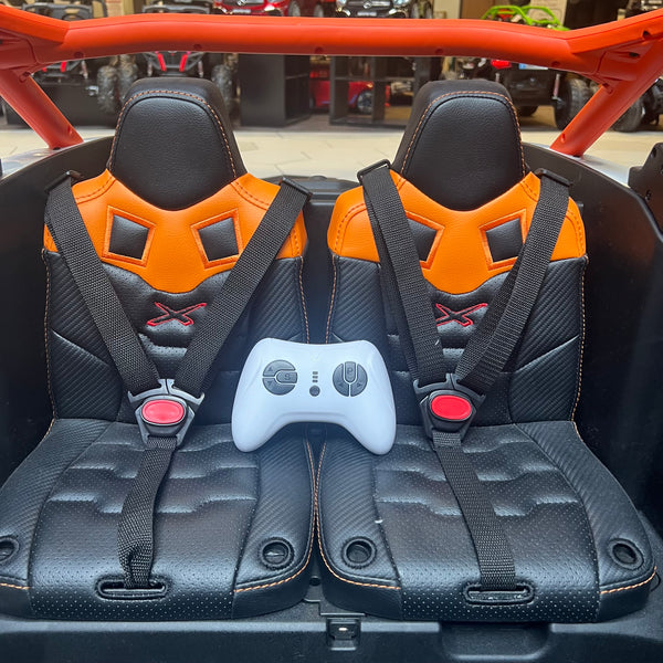 1 Free Shipping 
2 Seater Ride on Touch Screen TV Mp4 UTV Car, Licensed Can-Am Electric Off-Road Car, 4WD Kids Truck parental Remote Control, 2 x 24V Batteries, 4 * 200W Motor, EVA Tires, Spring Suspension Orange
