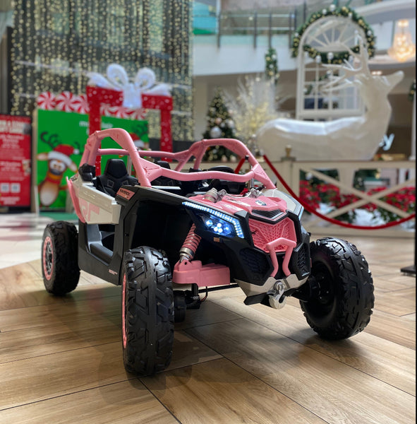 1 Free Shipping 
48V 2 Seater Ride on Touch Screen TV Mp4 UTV Car, Licensed Can-Am Electric Off-Road Car, 4WD Kids Truck PRemote Control, 2 x 24V Batteries, 4 * 200W Motor, 23" Large Seat, EVA Tires, Spring Suspension, Toy pink