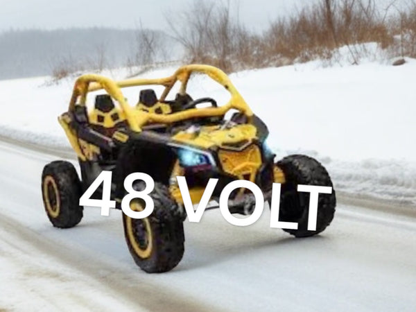 1 Free Shipping 
48V 2 Seater Ride on Touch Screen TV Mp4 UTV Car, Licensed Can-Am Electric Off-Road Car, 4WD Kids Truck w/Remote Control, 2 x 24V Batteries, 4 * 200W Motor, EVA Tires, Spring Suspension, Toys for Kids yellow