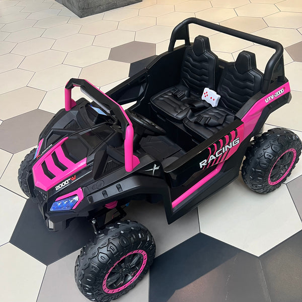 A Free Shipping Touch TV Monster UTV  Ages 1-10 24V Upgraded 14AH Rubber Tires, Razor , Giant Buggy , Leather Seats off road Pink Pick Up & Save Barbie pink