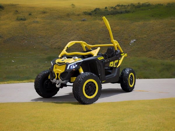 1 Free Shipping 
48V 2 Seater Ride on Touch Screen TV Mp4 UTV Car, Licensed Can-Am Electric Off-Road Car, 4WD Kids Truck w/Remote Control, 2 x 24V Batteries, 4 * 200W Motor, EVA Tires, Spring Suspension, Toys for Kids yellow