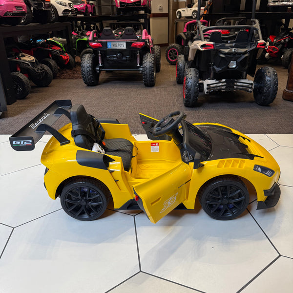 Touch TV Maserati Ride on AGES 1-4 with Remote leather Seat Rubber Tires yellow