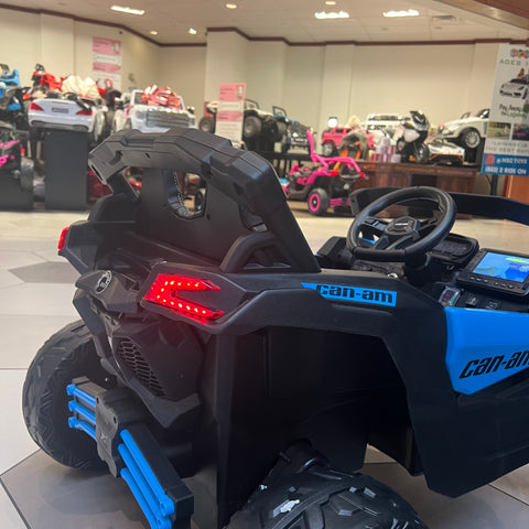 24V Licensed Can am ride on toy car Touch TV UTV 4 x 4 Rubber Tires Leather Seat Blue Deposit only $25 $320 Cash at pick up Refundable