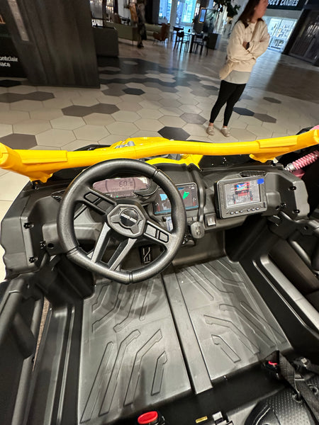 1 Free Shipping 
48V 2 Seater Ride on Touch Screen TV Mp4 UTV Car, Licensed Can-Am Electric Off-Road Car, 4WD Kids Truck w/Remote Control, 2 x 24V Batteries, 4 * 200W Motor, EVA Tires, Spring Suspension, Toys for Kids yellow