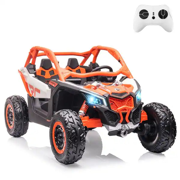 1 Free Shipping 
2 Seater Ride on Touch Screen TV Mp4 UTV Car, Licensed Can-Am Electric Off-Road Car, 4WD Kids Truck parental Remote Control, 2 x 24V Batteries, 4 * 200W Motor, EVA Tires, Spring Suspension Orange