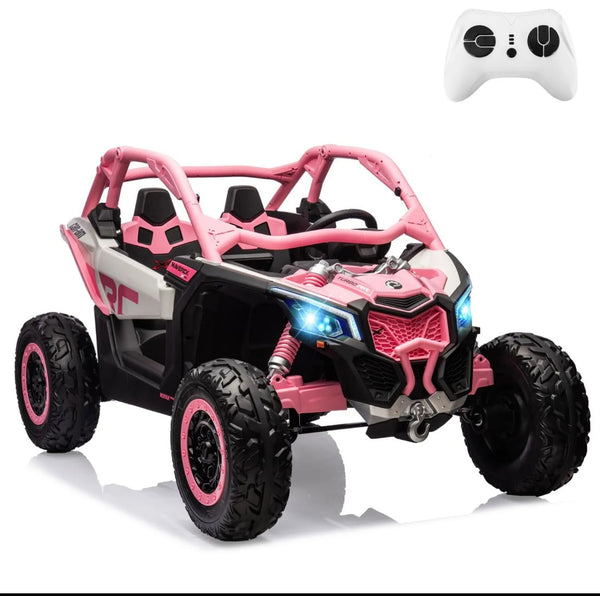 1 Free Shipping 
48V 2 Seater Ride on Touch Screen TV Mp4 UTV Car, Licensed Can-Am Electric Off-Road Car, 4WD Kids Truck PRemote Control, 2 x 24V Batteries, 4 * 200W Motor, 23" Large Seat, EVA Tires, Spring Suspension, Toy pink