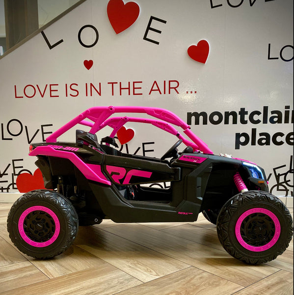 1 Free Shipping 
48V 2 Seater Ride on Touch Screen TV Mp4 UTV Car, Licensed Can-Am Electric Off-Road Car, 4WD Kids Truck parental Remote Control, 2 x 24V Batteries, 4 * 200W Motor, 23" Large Seat, EVA Tires, Spring Suspension, Toys for Kids Hot Pink
