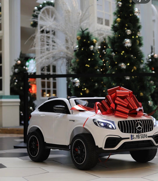 100% free shipping 24V Touch TV 24v Mercedes GLC Two Seater Fully Upgraded Rubber Tires Leather Seats 4x4 Remote White