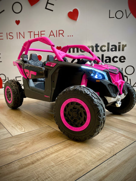 1 Free Shipping 
48V 2 Seater Ride on Touch Screen TV Mp4 UTV Car, Licensed Can-Am Electric Off-Road Car, 4WD Kids Truck parental Remote Control, 2 x 24V Batteries, 4 * 200W Motor, 23" Large Seat, EVA Tires, Spring Suspension, Toys for Kids Hot Pink