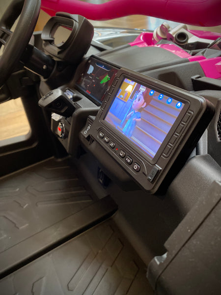1 Free Shipping 
48V 2 Seater Ride on Touch Screen TV Mp4 UTV Car, Licensed Can-Am Electric Off-Road Car, 4WD Kids Truck parental Remote Control, 2 x 24V Batteries, 4 * 200W Motor, 23" Large Seat, EVA Tires, Spring Suspension, Toys for Kids Hot Pink