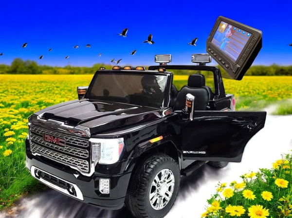 💯 Free Shipping  24V 2x12V TOUCH  TV LICENSED  GMC DENALI 2 SEAT PARENTAL REMOTE 4 MOTORS LEATHER SEAT RUBBER TIRES BLUETOOTH BLACK