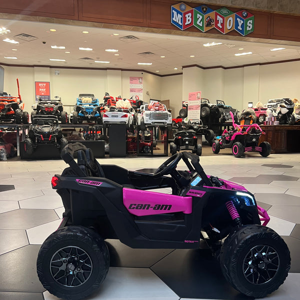 24V Licensed Can am Ages 1-4 Touch TV Bluetooth,  Rubber tires Leather Seat 4 x 4 Pink
