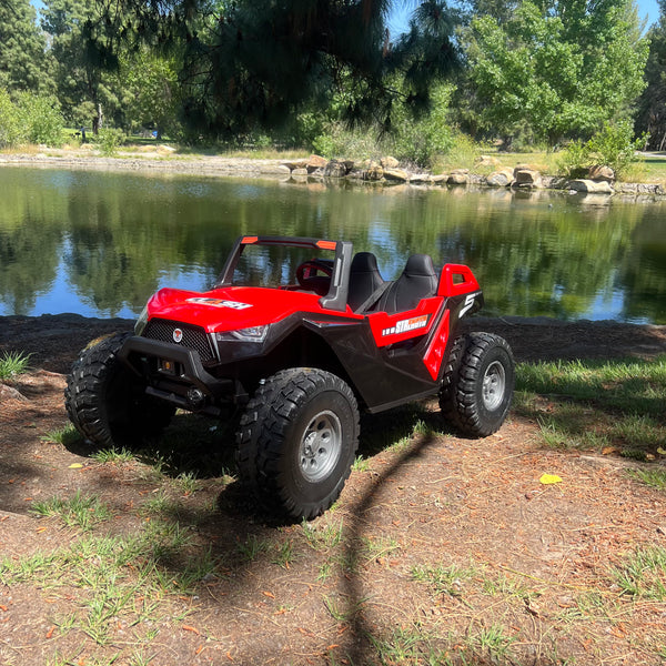 🎁 💯 Free Shipping  TOUCH SCREEN BLUETOOTH 24V CLASH BUGGY RIDE ON GIANT UTV TOY ADJUSTABLE SEAT PARENTAL REMOTE RUBBER TIRES 4X4 LETHER SEAT 5 POINT SEAT BELT FAN RED Store pick up available