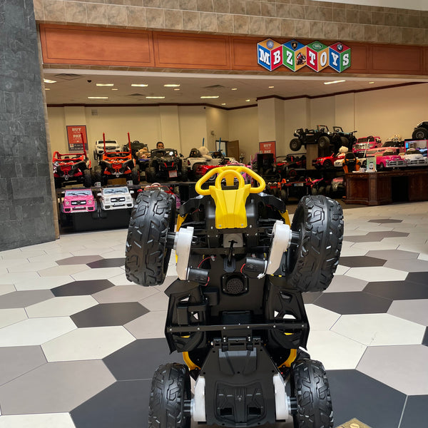 TOUCH TV REMOTE LICENSED CAN-AM RIDE ON EVA TOUCH TV TIRES LEATHER SEAT 4 X 4 WITH PARENTAL REMOTE OR PRESS ON PEDAL AND GO…AGES 2-5