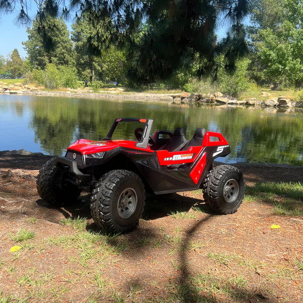 🎁 💯 Free Shipping  TOUCH SCREEN BLUETOOTH 24V CLASH BUGGY RIDE ON GIANT UTV TOY ADJUSTABLE SEAT PARENTAL REMOTE RUBBER TIRES 4X4 LETHER SEAT 5 POINT SEAT BELT FAN RED Store pick up available