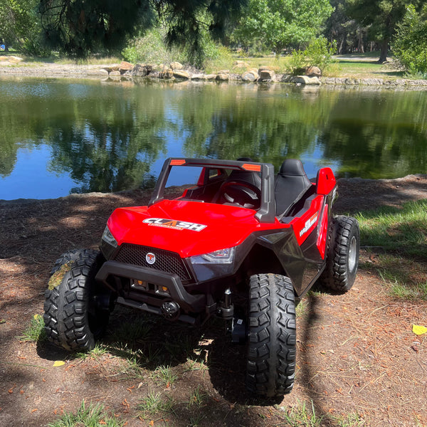 🎁 💯 Free Shipping  TOUCH SCREEN BLUETOOTH 24V CLASH BUGGY RIDE ON GIANT UTV TOY ADJUSTABLE SEAT PARENTAL REMOTE RUBBER TIRES 4X4 LETHER SEAT 5 POINT SEAT BELT FAN RED Store pick up available