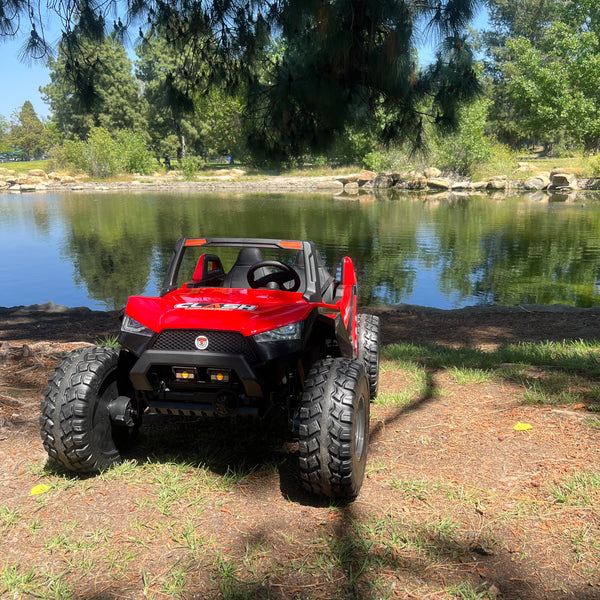 🎁 💯 Free Shipping  TOUCH SCREEN BLUETOOTH 24V CLASH BUGGY RIDE ON GIANT UTV TOY ADJUSTABLE SEAT PARENTAL REMOTE RUBBER TIRES 4X4 LETHER SEAT 5 POINT SEAT BELT FAN RED Store pick up available
