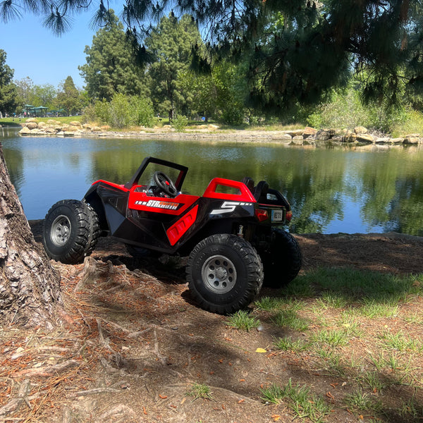 🎁 💯 Free Shipping  TOUCH SCREEN BLUETOOTH 24V CLASH BUGGY RIDE ON GIANT UTV TOY ADJUSTABLE SEAT PARENTAL REMOTE RUBBER TIRES 4X4 LETHER SEAT 5 POINT SEAT BELT FAN RED Store pick up available