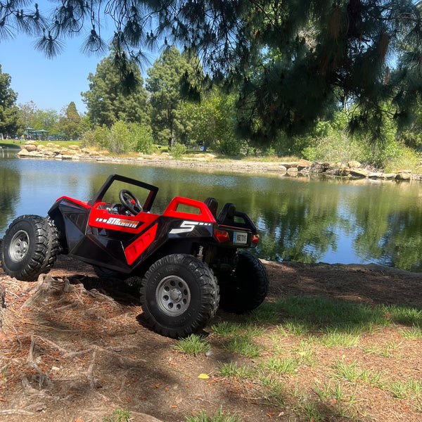 🎁 💯 Free Shipping  TOUCH SCREEN BLUETOOTH 24V CLASH BUGGY RIDE ON GIANT UTV TOY ADJUSTABLE SEAT PARENTAL REMOTE RUBBER TIRES 4X4 LETHER SEAT 5 POINT SEAT BELT FAN RED Store pick up available