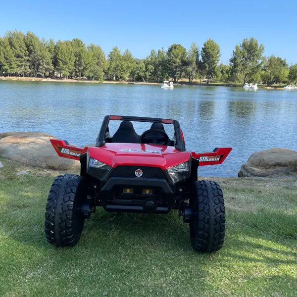 🎁 💯 Free Shipping  TOUCH SCREEN BLUETOOTH 24V CLASH BUGGY RIDE ON GIANT UTV TOY ADJUSTABLE SEAT PARENTAL REMOTE RUBBER TIRES 4X4 LETHER SEAT 5 POINT SEAT BELT FAN RED Store pick up available