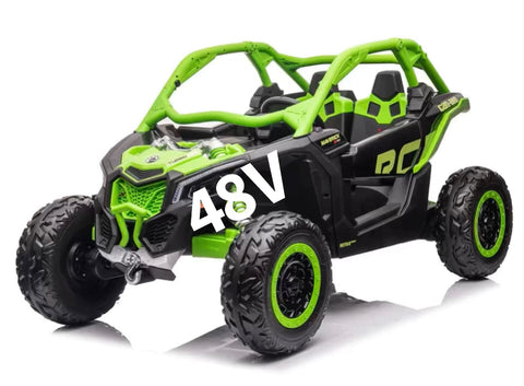 48V CAN - AM  RIDE ON GIANT UTV TOY CAR WITV TOUCH SCREEN TV MP4 2x 24V FULLY UPGRADED SYSTEM UP TO 10 MPH PARENTAL REMOTE RUBBER TIRES 4X4 LETHER SEAT 3 POINT SEAT BELT GREEN  🚚  FREE SHIPPING
