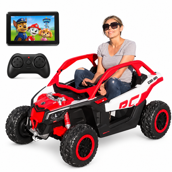 48V 2 Seater can am Ride on MP4 EVA Rubber 🛞IN STOCK Touch Screen TV UTV, Licensed Can-Am Electric Off-Road Car, 4WD Kids Truck Parental Remote Control, 2 x 24V Batteries, 23" Large Seat  Text Alex 714350 4838 for pick up discounts