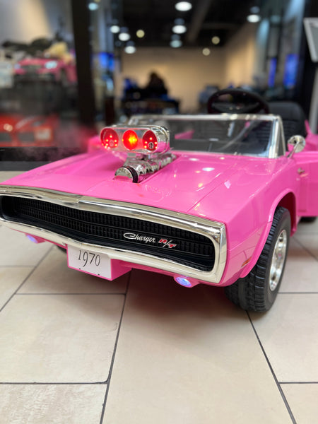🎁 Free Shipping Dodge Classic 24V Two Seater Rubber Tires Leather seat Smoke Feature Pink