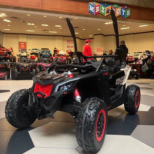 48V CAN - AM  RIDE ON GIANT UTV TOY CAR WITH TOUCH SCREEN TV MP4 2x 24V FULLY UPGRADED SYSTEM UP TO 10 MPH 🚨LIMITED INVENTORY PARENTAL REMOTE RUBBER TIRES 4X4 LETHER SEAT 3 POINT SEAT BELT BLK / TAN 🚚  FREE SHIPPING