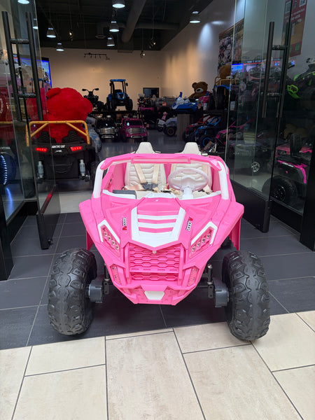 A Free Shipping Touch TV Monster UTV  Ages 1-10 24V Upgraded 14AH Rubber Tires, Razor , Giant Buggy , Leather Seats off road Pink Pick Up & Save Barbie pink TEXT 7143504838 for info