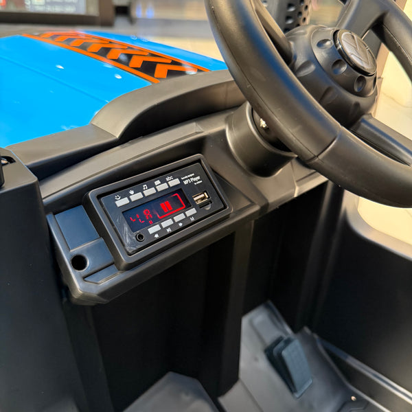 💯 Free Shipping  24V 2x12v 10 AH TOUCH  TV TRACTOR 1 SEAT PARENTAL REMOTE 4 MOTORS LEATHER SEAT RUBBER TIRES BLUE