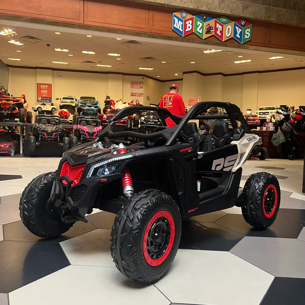 48V CAN - AM  RIDE ON GIANT UTV TOY CAR WITV TOUCH SCREEN TV MP4 2x 24V FULLY UPGRADED SYSTEM UP TO 10 MPH PARENTAL REMOTE RUBBER TIRES 4X4 LETHER SEAT 3 POINT SEAT BELT BLK / TAN 🚚  FREE SHIPPING