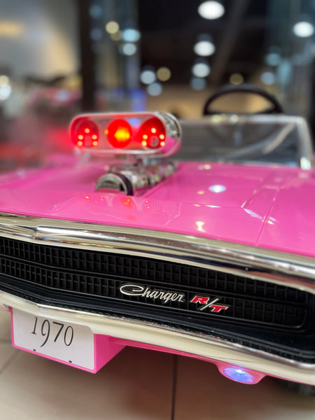 🎁 Free Shipping Dodge Classic 24V Two Seater Rubber Tires Leather seat Smoke Feature Pink