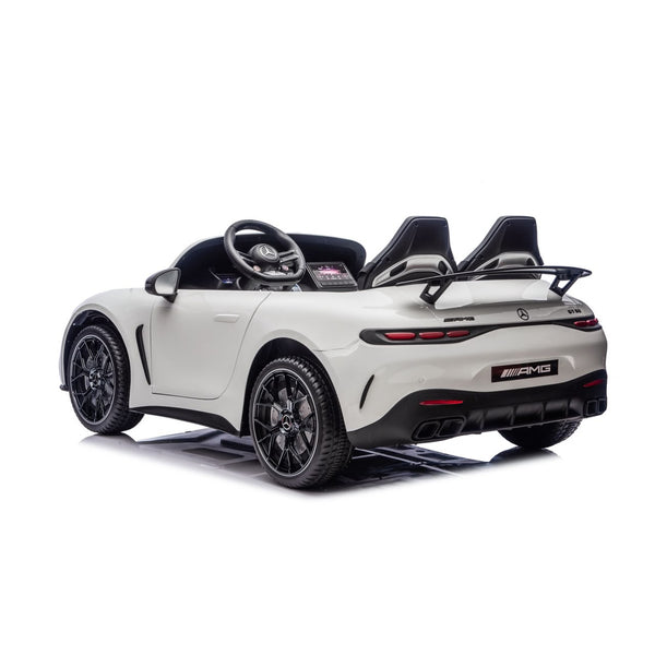 COMING SOON (OCT 25) PRE-ORDER NOW! 24V Mercedes AMG GT 63 Kids 2-Seater Ride On-Car with Remote Control and Detachable Touch TV- White