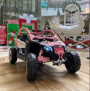 48V CAN - AM  RIDE ON GIANT UTV TOY CAR WITV TOUCH SCREEN TV MP4 2x 24V FULLY UPGRADED SYSTEM UP TO 10 MPH PARENTAL REMOTE RUBBER TIRES 4X4 LETHER SEAT 3 POINT SEAT BELT BARBIE PINK 🚚  FREE SHIPPING