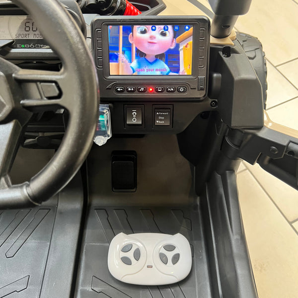 Free Shipping 24V Licensed Can am ride on toy car Touch TV UTV 4 x 4 Rubber Tires Leather Seat Khaki