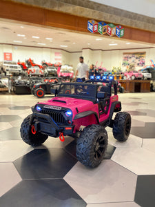 💯 Free Shipping 24V JEEP STYLE RIDE ON 2 x MASSIVE 200 MOTORS LEATHER SEAT RUBBER EVA TIRES PINk