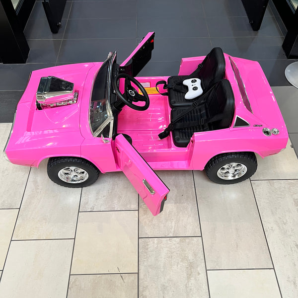 🎁 Free Shipping Dodge Classic 24V Two Seater Rubber Tires Leather seat Smoke Feature Pink