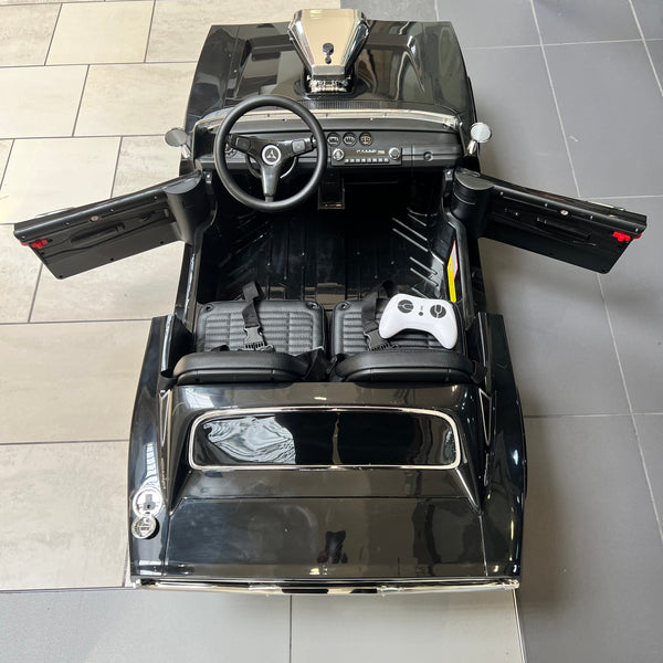 🎁 Free Shipping Dodge Classic 1979 24 Volt Two Seater Rubber Tires Leather seat Smoke Feature Black