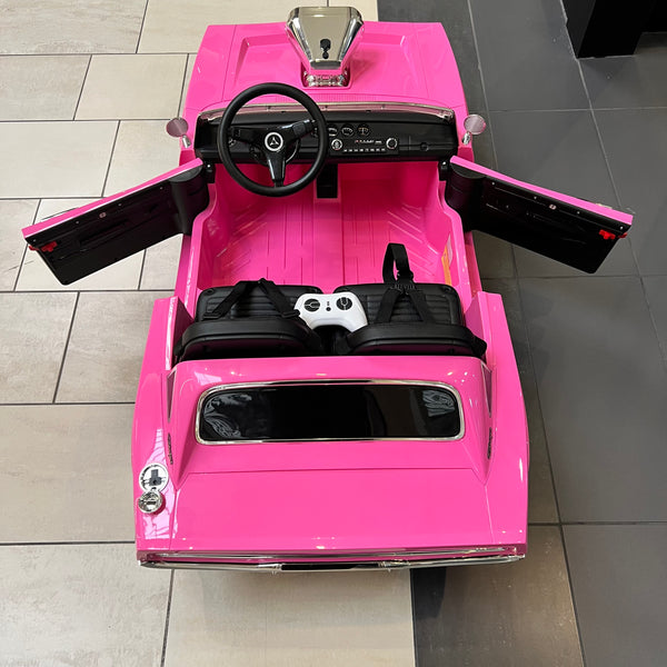 🎁 Free Shipping Dodge Classic 24V Two Seater Rubber Tires Leather seat Smoke Feature Pink