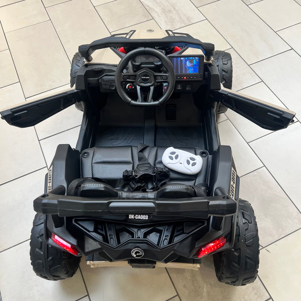 Free Shipping 24V Licensed Can am ride on toy car Touch TV UTV 4 x 4 Rubber Tires Leather Seat Khaki