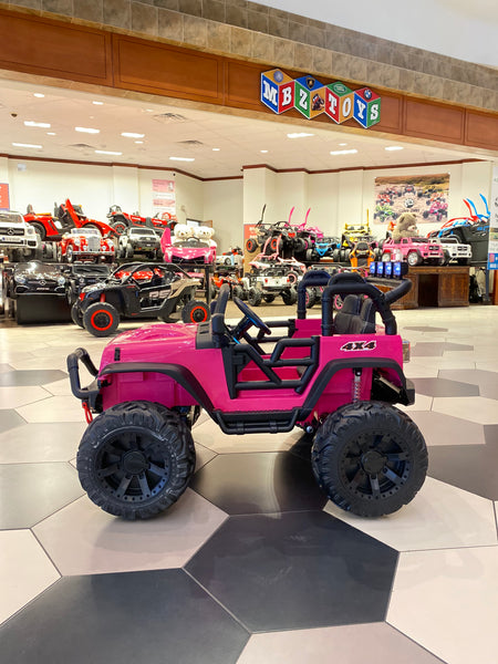 💯 Free Shipping 24V JEEP STYLE RIDE ON 2 x MASSIVE 200 MOTORS LEATHER SEAT RUBBER EVA TIRES PINk