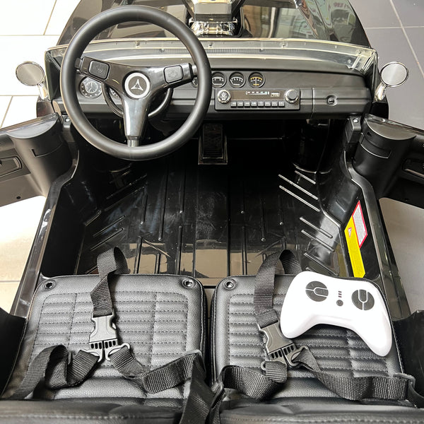 🎁 Free Shipping Dodge Classic 1979 24 Volt Two Seater Rubber Tires Leather seat Smoke Feature Black