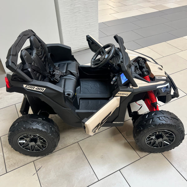 Free Shipping 24V Licensed Can am ride on toy car Touch TV UTV 4 x 4 Rubber Tires Leather Seat Khaki