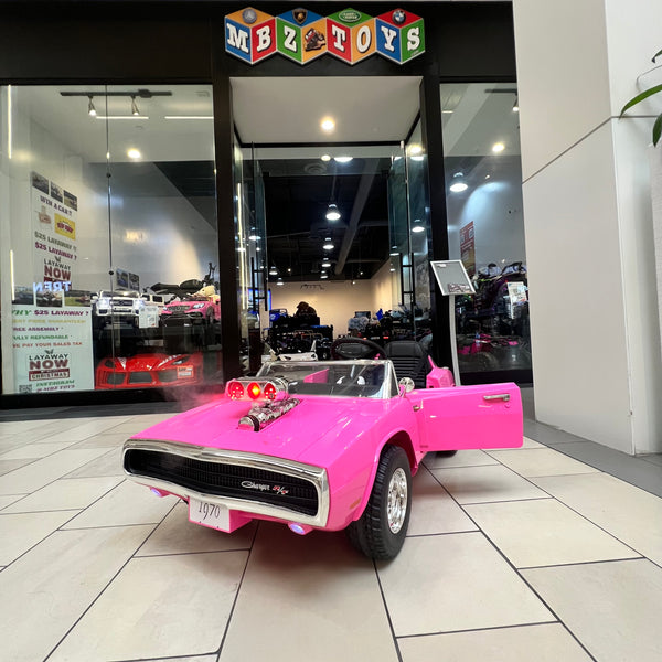 🎁 Free Shipping Dodge Classic 24V Two Seater Rubber Tires Leather seat Smoke Feature Pink