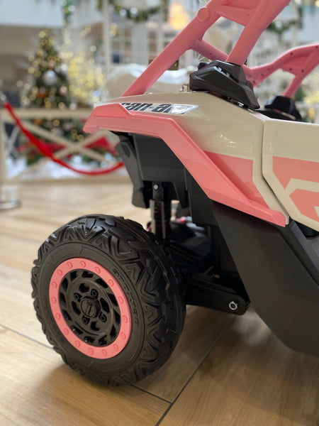 Touch TV 48 v can-am Ride on 4WD UTV toy buggy electric off Road Rubber Tires Razor remote control ages. 1-7 Barbie Pink
